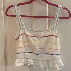 Forever 21 White Crop top with multicolor stripes